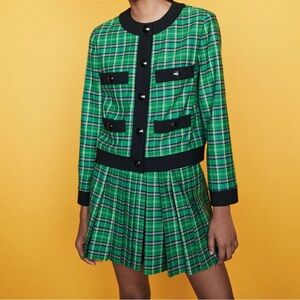 Maje Green Plaid Jacket and Skirt set